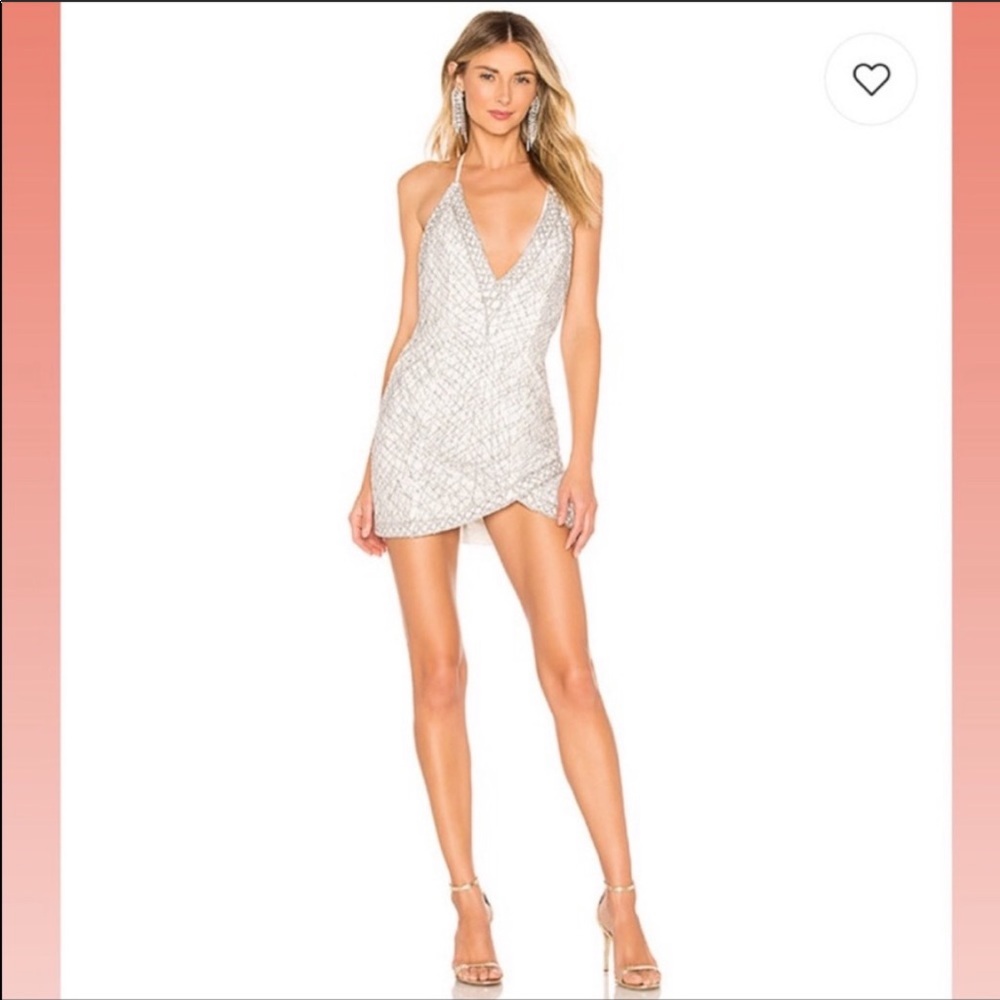 NWT NBD Rischa Dress in Silver &White